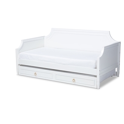 Baxton Studio Mariana Classic and Traditional White Finished Wood Twin Size Daybed with Trundle